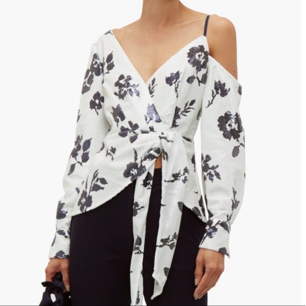 Self-Portrait Sequin Flower Blouse